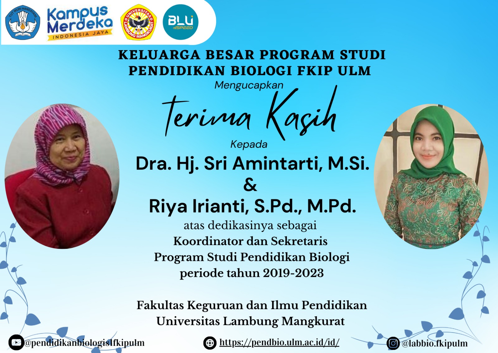 Terimakasih Atas Dedikasi Koordinator Sekretaris Pend Biologi 